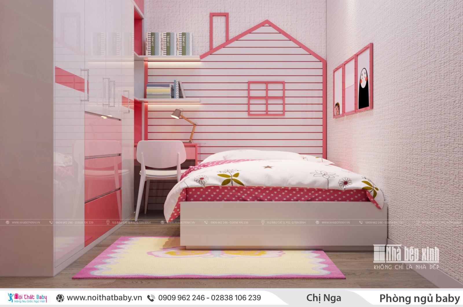 Những mẫu giường ngủ trẻ em màu hồng dễ thương 